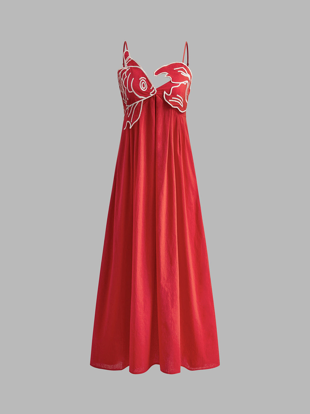 Embroidered Maxi Shift Dress Womens - Playful Summer Spaghetti Strap Design Marisolyn - Heston Manor