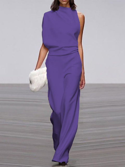 One-Shoulder Jumpsuit Womens - Elegant Wide-Leg Formal Attire Maveno - Heston Manor