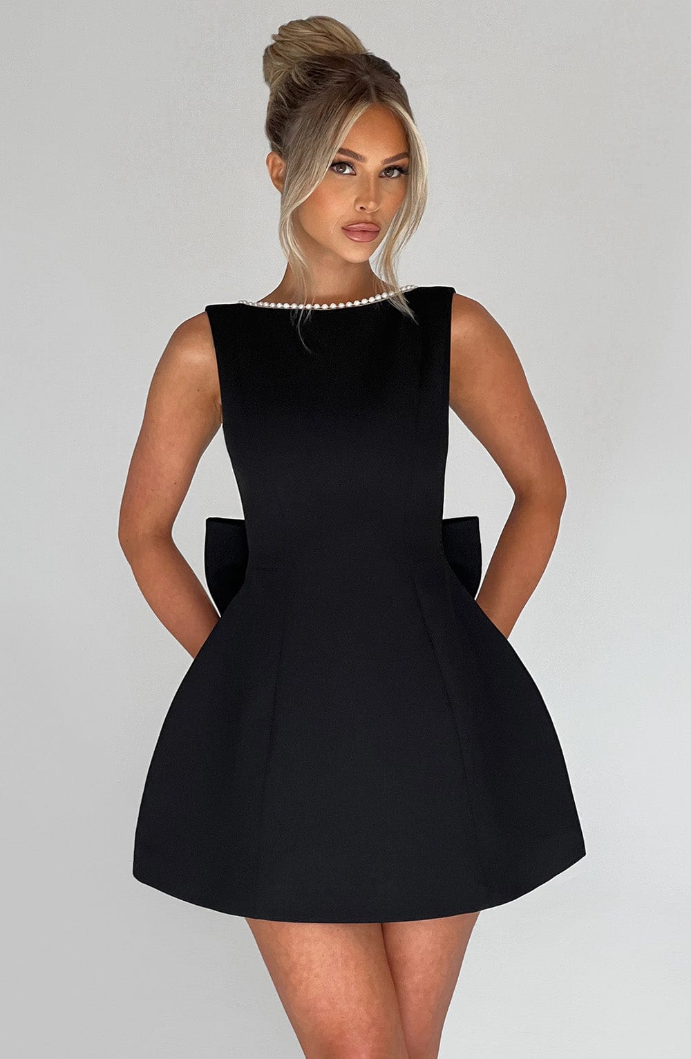 Mini Dress Womens - Pearl-Trim A-Line Sleeveless Chicella - Heston Manor