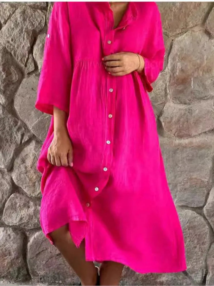 Button-Down Shirt Dress Womens - Versatile Summer Midi Dress Latoria - Heston Manor