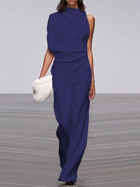 One-Shoulder Jumpsuit Womens - Elegant Wide-Leg Formal Attire Maveno - Heston Manor