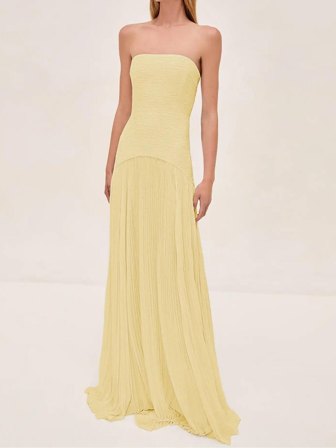 Strapless Maxi Dress Womens - Pleated Formal Evening Gown Elora - Heston Manor
