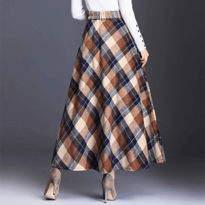 Valeria Plaid Wool-Blend High-Waist Maxi Skirt - Heston Manor