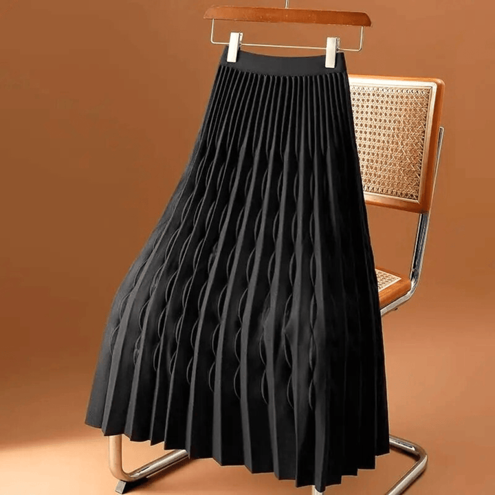 Vivara Sculpted Knit Skirt - High-Waisted A-Line Elegance - Heston Manor