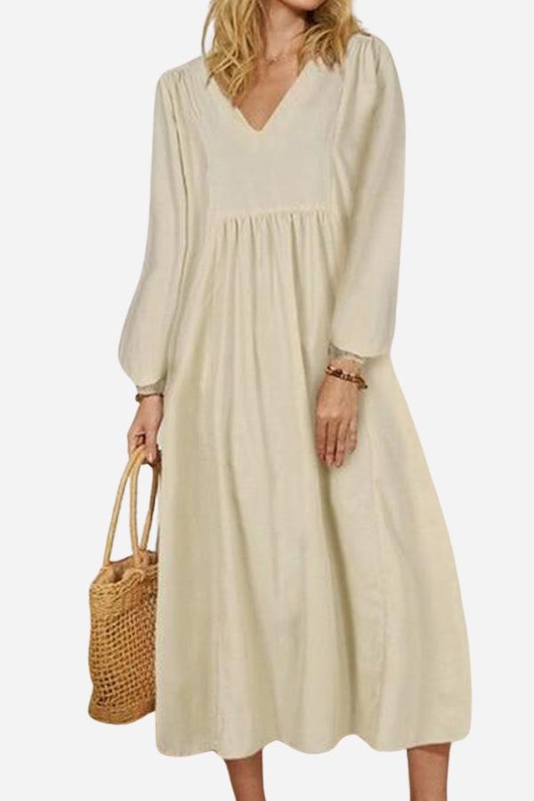 Midi Dress Womens - Smocked Waist Balloon Sleeves Joretta - Heston Manor
