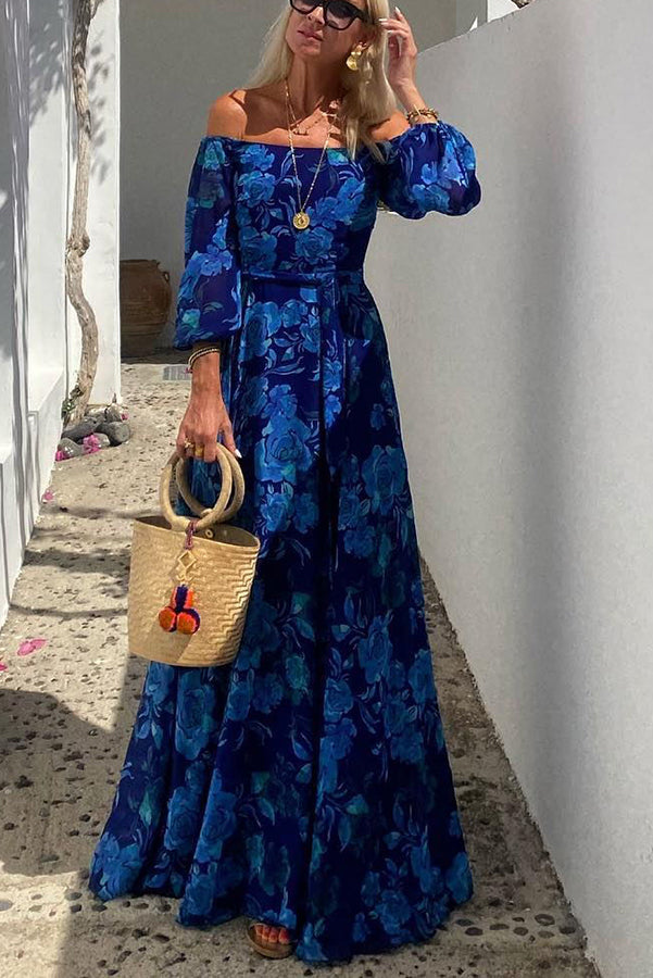 Off-Shoulder Maxi Dress Womens - Floral Evening Chic Blixo - Heston Manor