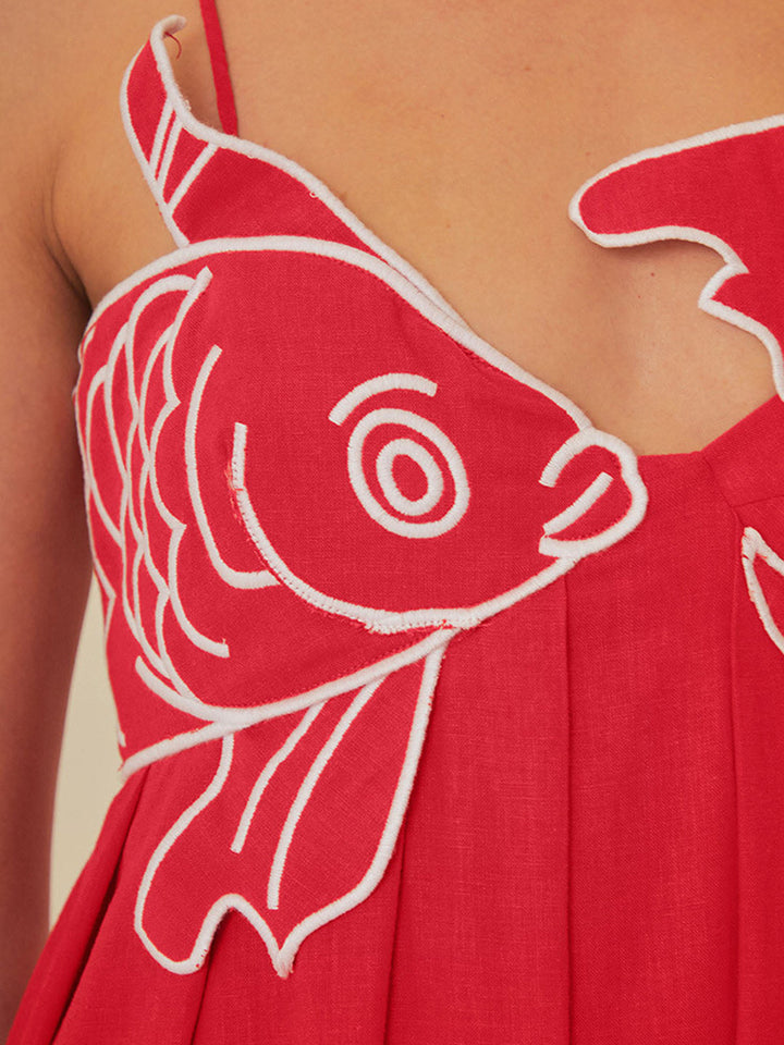 Embroidered Maxi Shift Dress Womens - Playful Summer Spaghetti Strap Design Marisolyn - Heston Manor