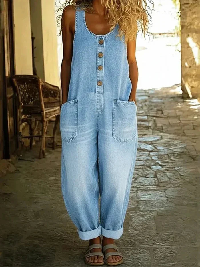 Denim Overalls Womens - Relaxed Vintage-Inspired Jumpsuit Loosista - Heston Manor