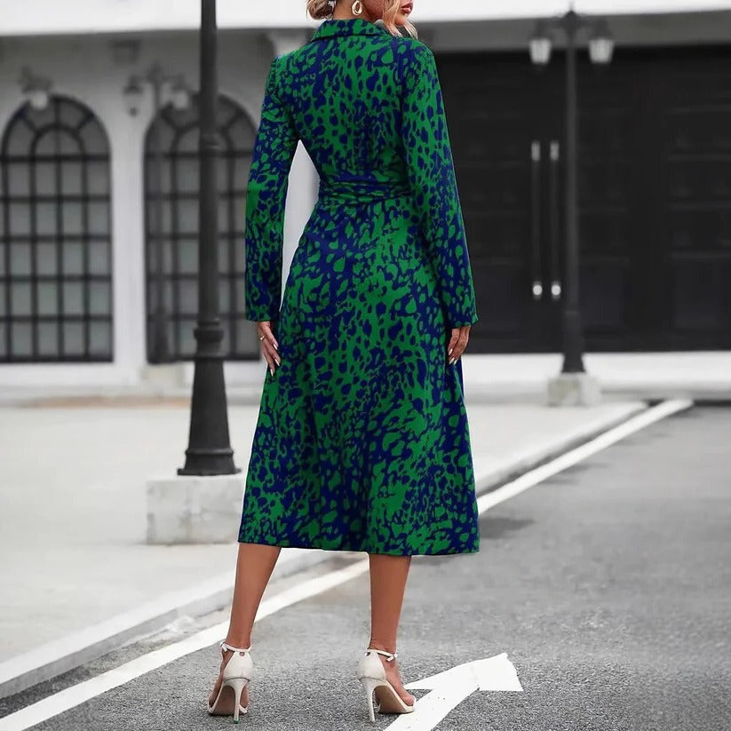 Shirt Dress Womens - Abstract Print Belted Midi Valenta - Heston Manor