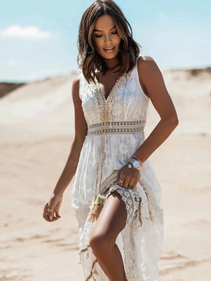 Boho Maxi Dress Womens - Flowy Vintage-Inspired Silhouette Ladelle - Heston Manor