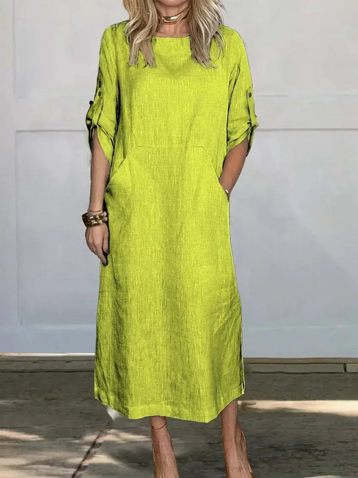 A-Line Draped Dress Womens - Evening Breathable Comfort Poppy - Heston Manor