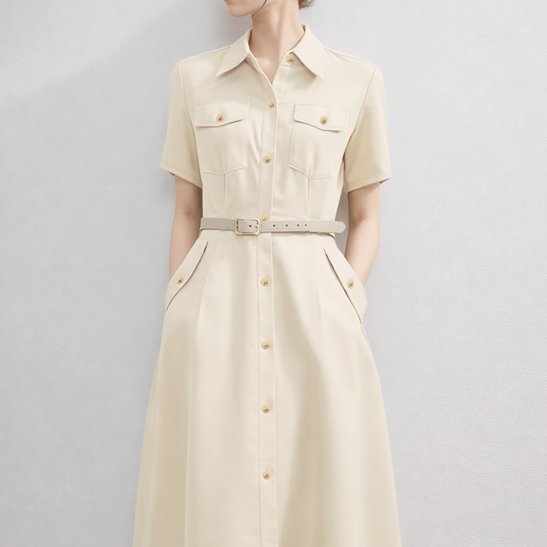 Virelle Polished Gold-Tone Button Dress - Heston Manor