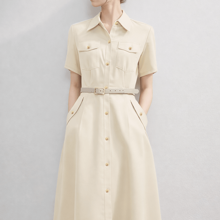 Virelle Polished Gold-Tone Button Dress - Heston Manor