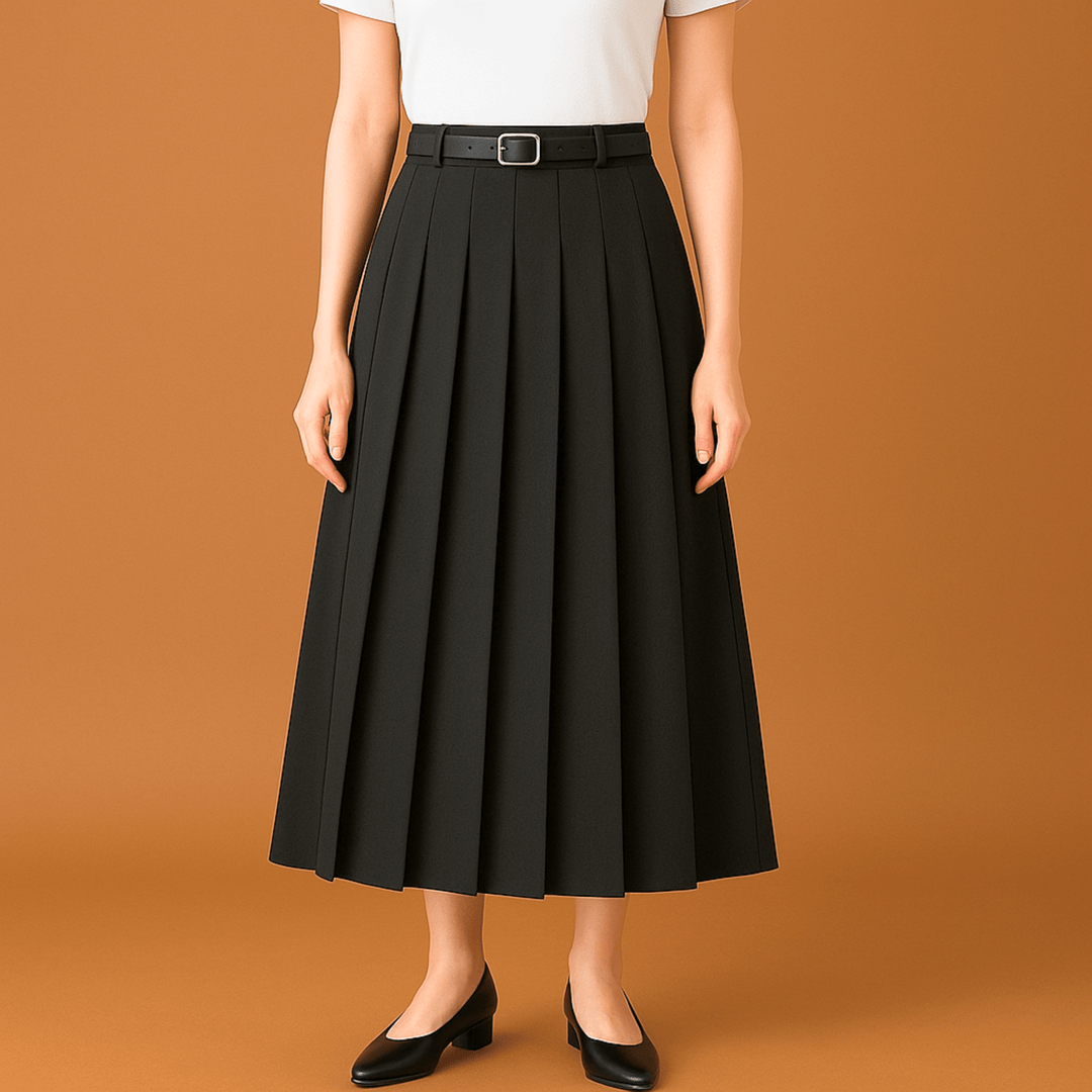 Sorelle Chic Pleated High-Waist Belted Skirt - Heston Manor