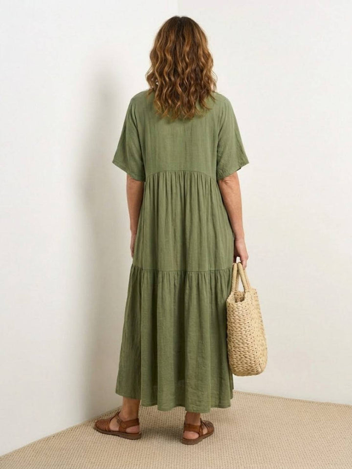 V-Neck Maxi Dress Womens - Tiered Bohemian Summer SiennaX - Heston Manor