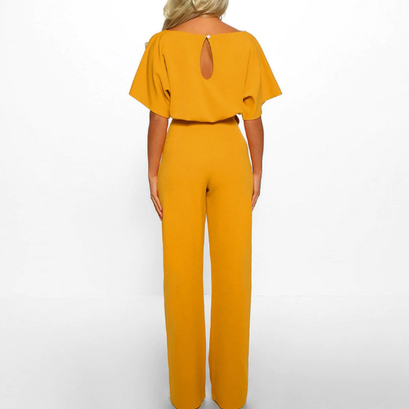 Wide-Leg Jumpsuit Womens - Batwing Sleeves & Self-Tie Belt Elara - Heston Manor