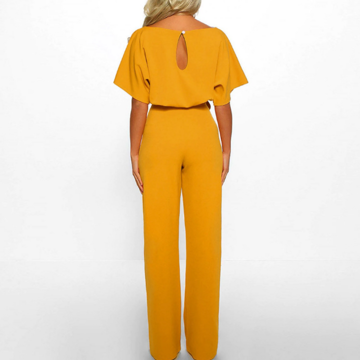 Wide-Leg Jumpsuit Womens - Batwing Sleeves & Self-Tie Belt Elara - Heston Manor