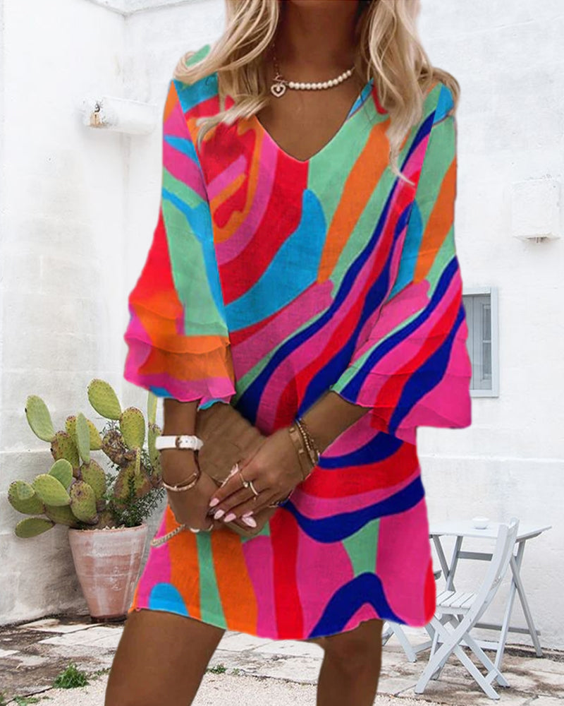Mini Dress Womens - Vibrant Bell Sleeve Summer Style Zarabelle - Heston Manor