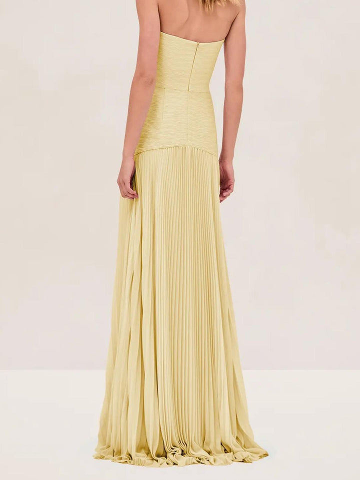 Strapless Maxi Dress Womens - Pleated Formal Evening Gown Elora - Heston Manor
