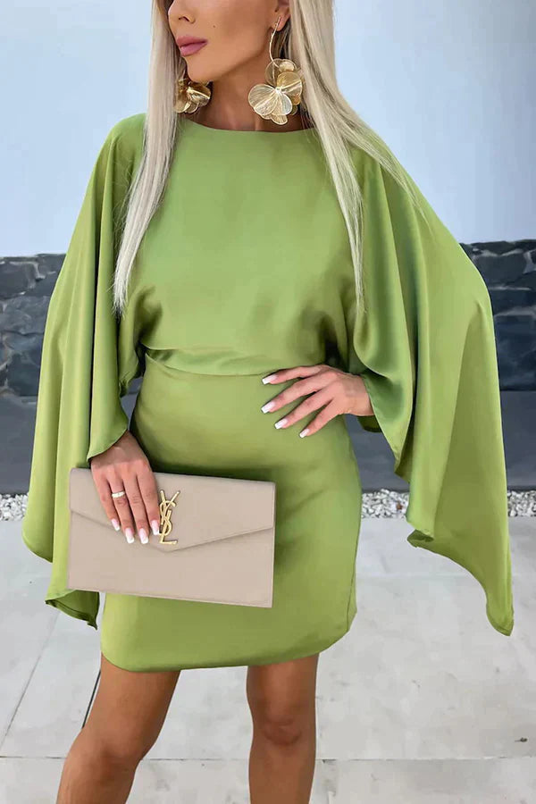 Mini Dress Womens - Dramatic Cape Sleeve Bodycon Cleona - Heston Manor