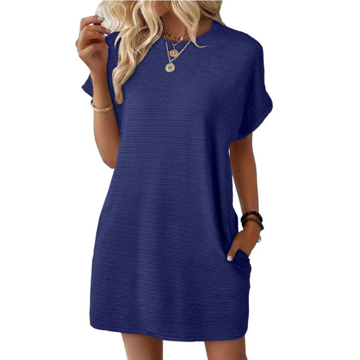 T-Shirt Mini Dress Womens - Ribbed Texture Casual Essential Vivira - Heston Manor