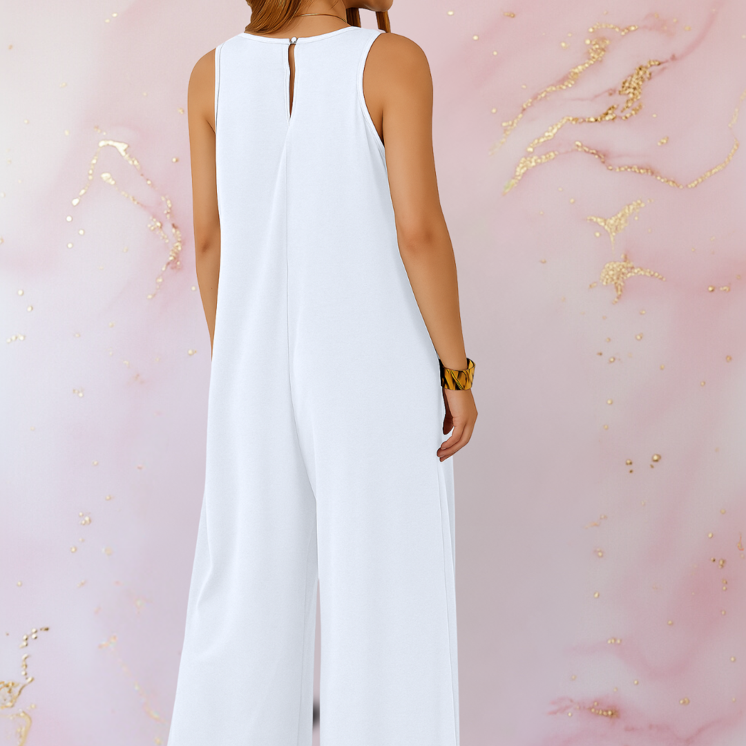 V-Neck Jumpsuit Womens - Elegant Wide Leg with Pockets Onyxara - Heston Manor