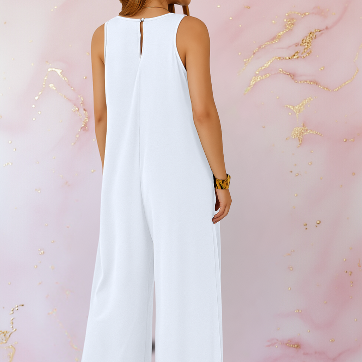 V-Neck Jumpsuit Womens - Elegant Wide Leg with Pockets Onyxara - Heston Manor