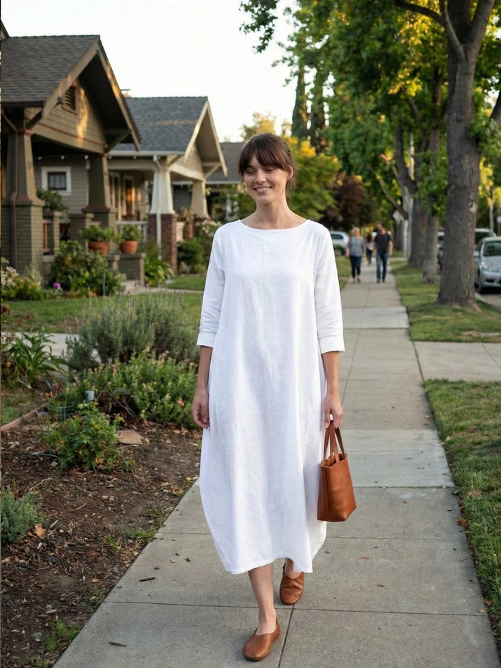 Boho Maxi Dress Womens - Oversized 3/4 Sleeves SerenaFlow - Heston Manor