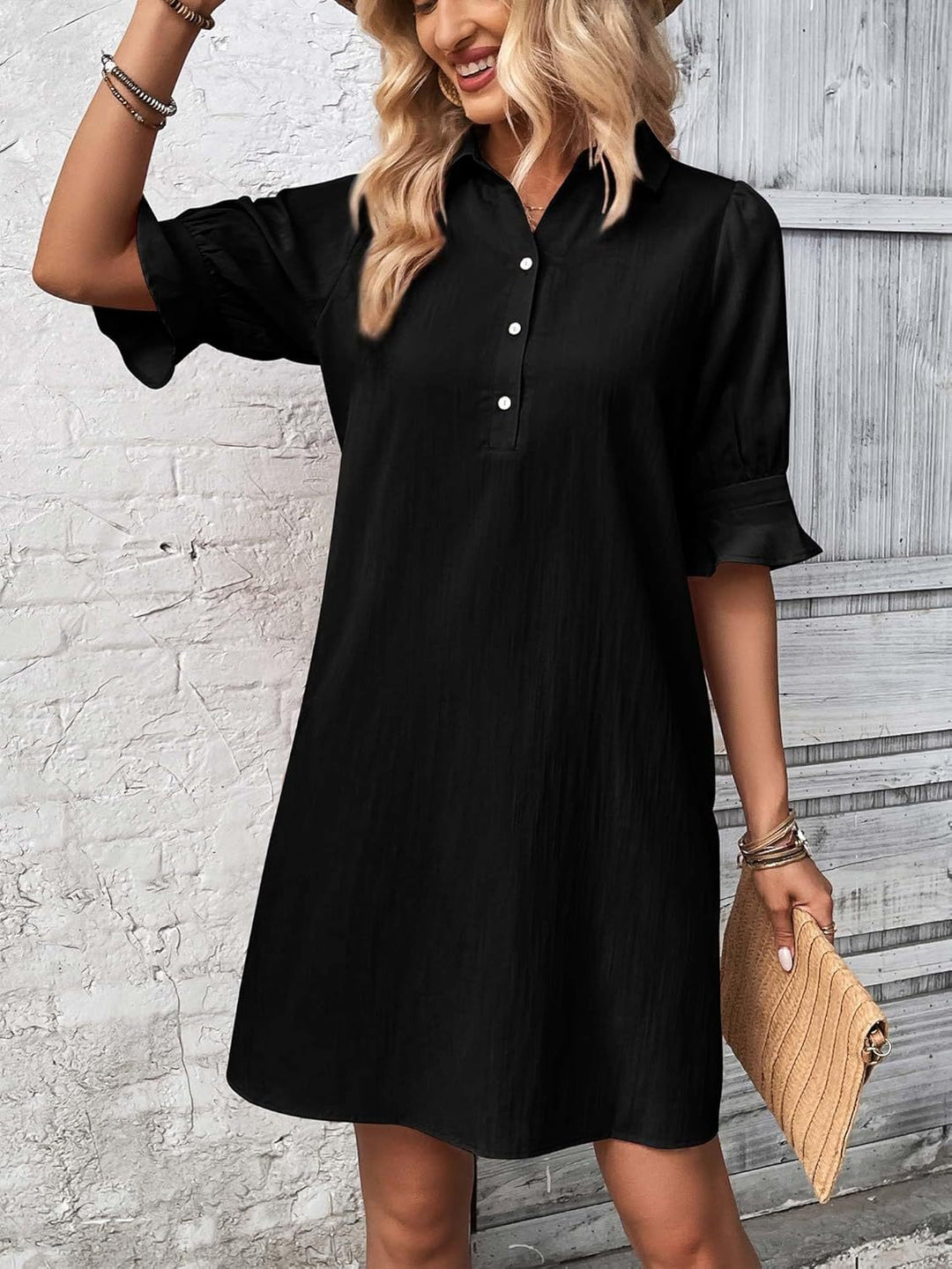 Button-Down Shirt Dress Womens - Versatile Knee-Length Attire Harleena - Heston Manor