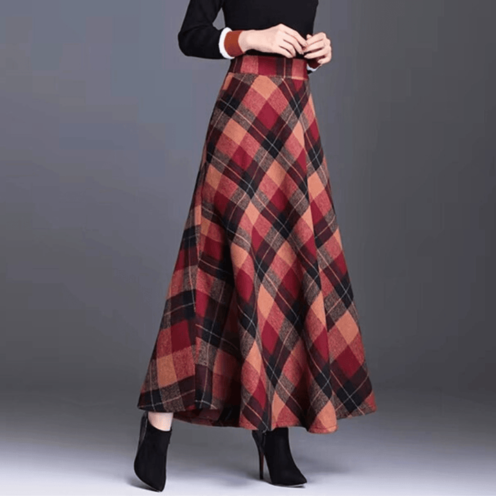 Valeria Plaid Wool-Blend High-Waist Maxi Skirt - Heston Manor