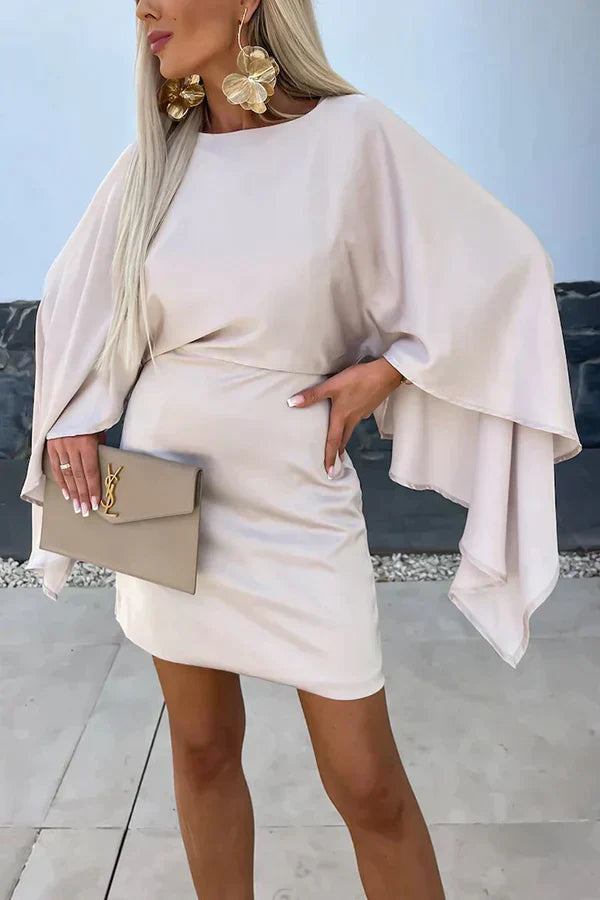 Mini Dress Womens - Dramatic Cape Sleeve Bodycon Cleona - Heston Manor