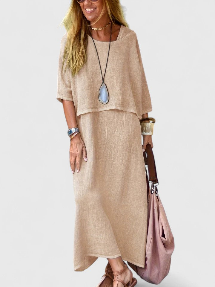 Linen Two-Piece Set Dress Womens - Breezy Versatile Outfit Lea - Heston Manor