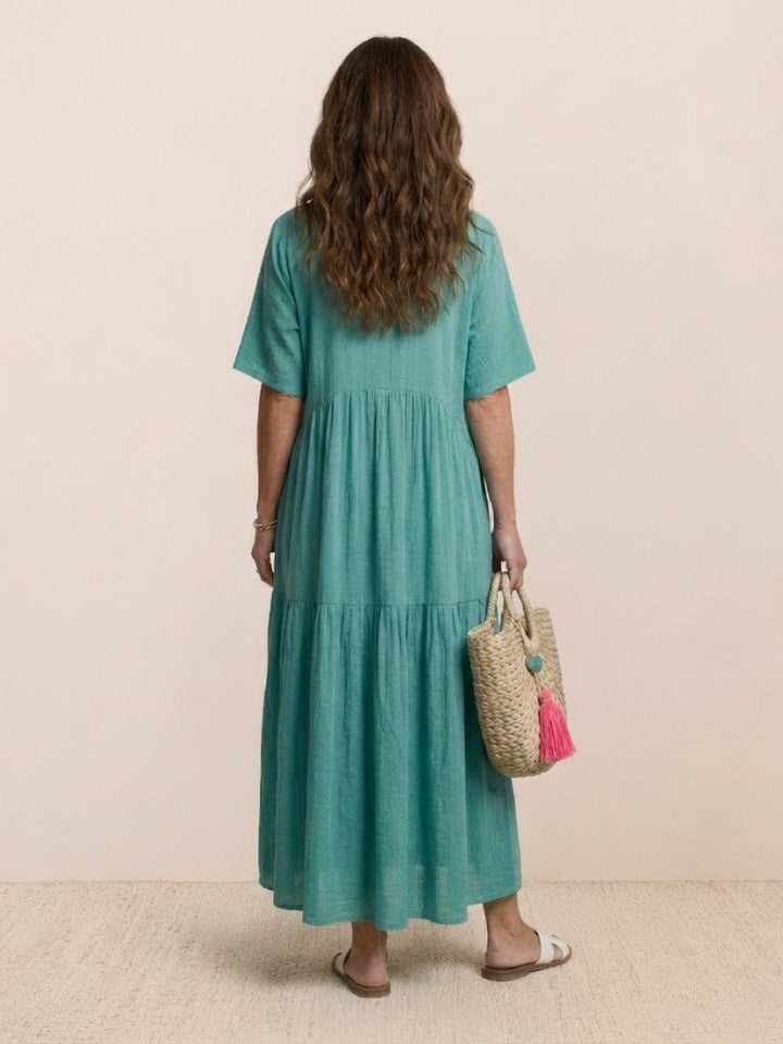 V-Neck Maxi Dress Womens - Tiered Bohemian Summer SiennaX - Heston Manor