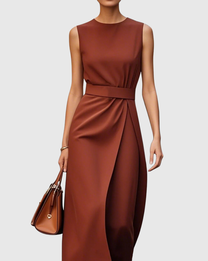 Midi Dress Womens - Sleeveless Twist Waist Design Vera - Heston Manor