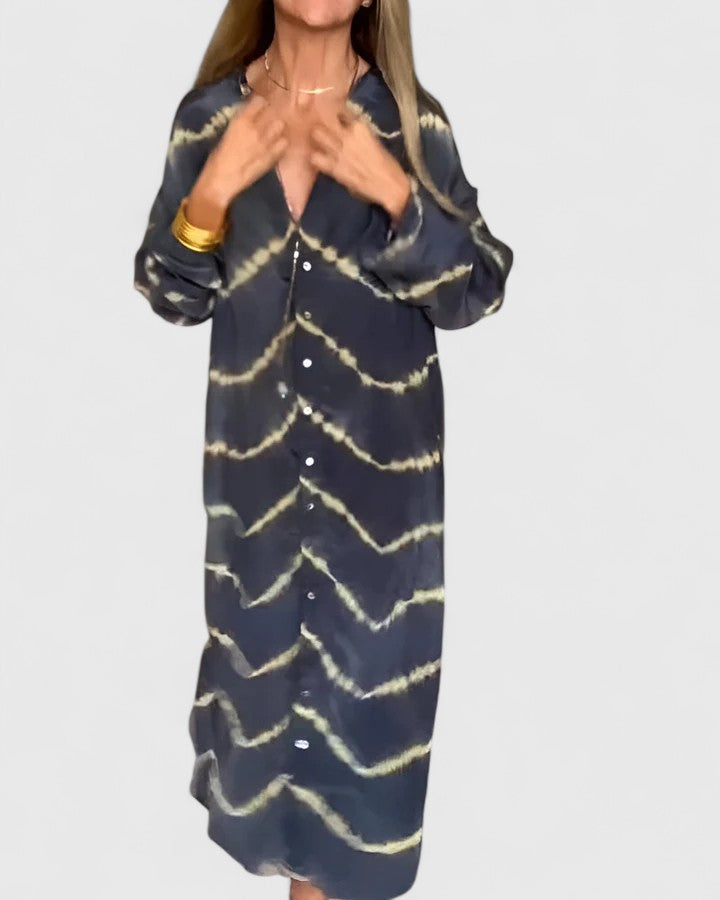 Tie-Dye Shirt Dress Womens - Versatile Button-Down Midi Elorna - Heston Manor