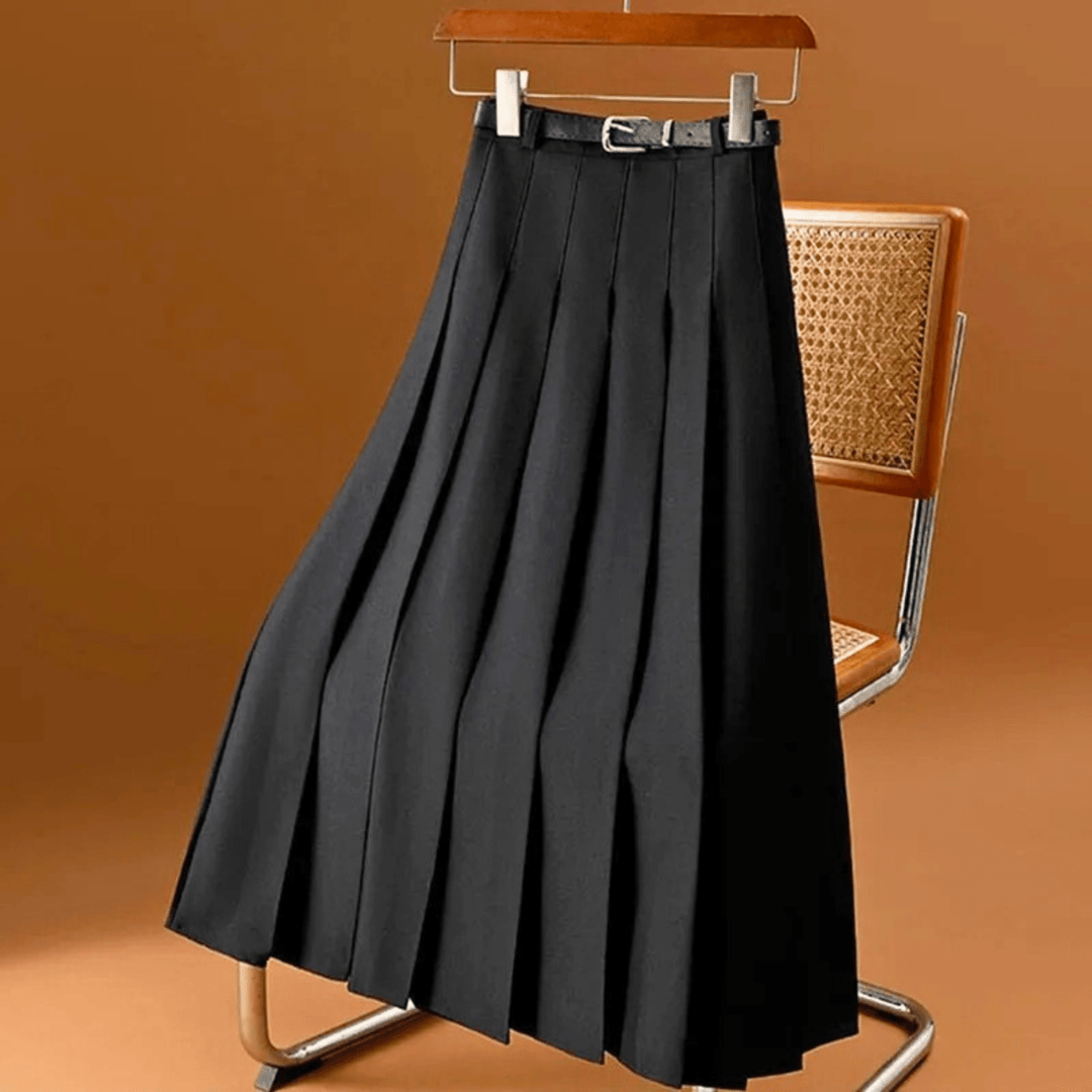 Sorelle Chic Pleated High-Waist Belted Skirt - Heston Manor