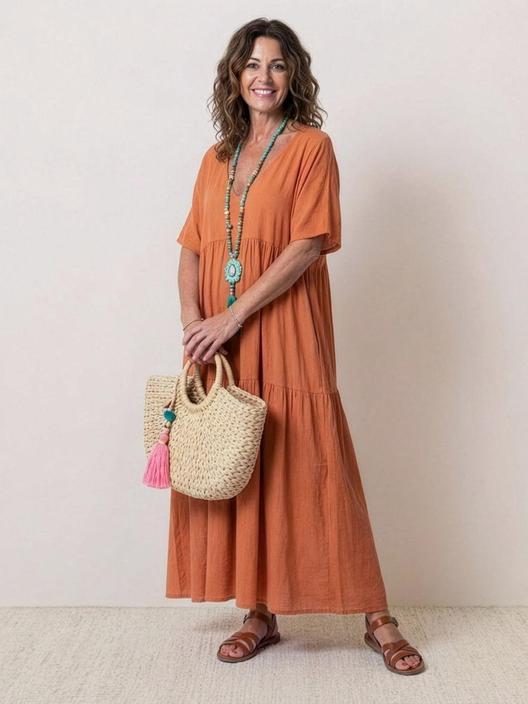 V-Neck Maxi Dress Womens - Tiered Bohemian Summer SiennaX - Heston Manor