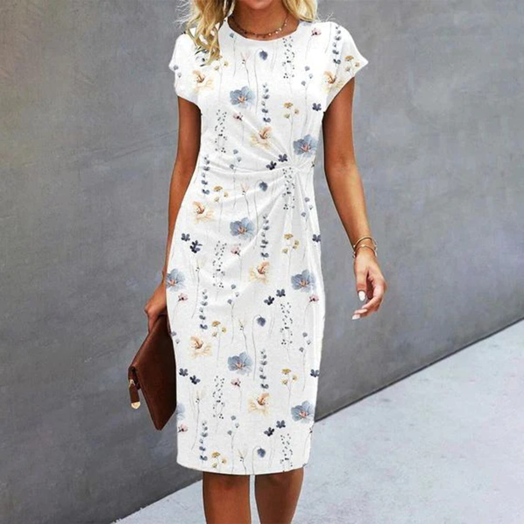 Floral Midi Dress Womens - Ruched Waist Summer Essential Floressa - Heston Manor