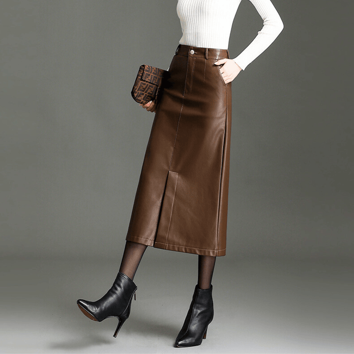 Valencia High-Waist Leather Skirt - Heston Manor