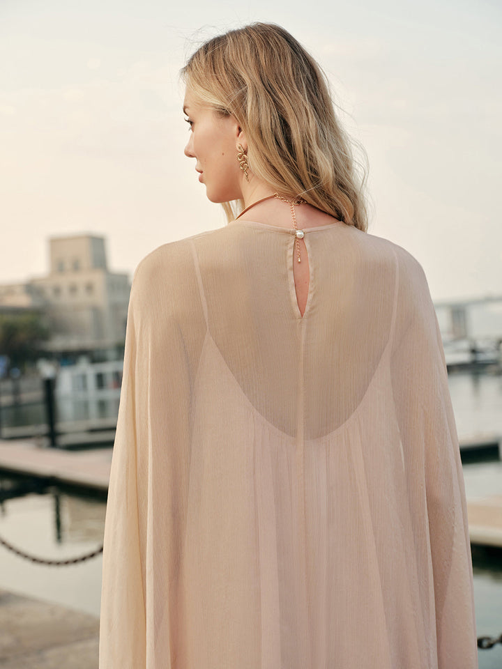 Chiffon Maxi Dress Womens - Elegant Cape Sleeves Seraphina - Heston Manor