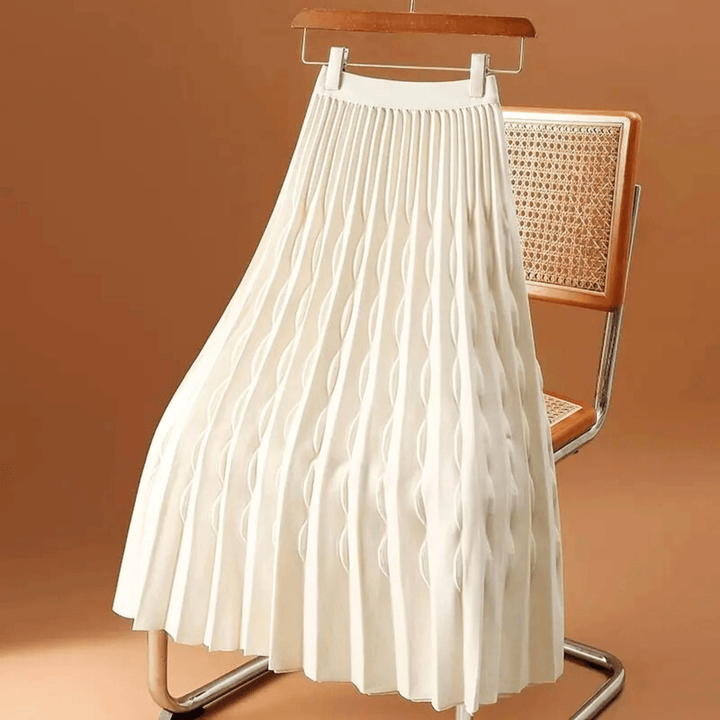 Vivara Sculpted Knit Skirt - High-Waisted A-Line Elegance - Heston Manor