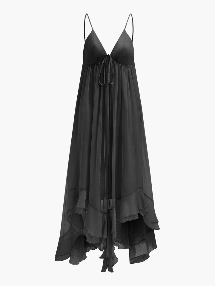 Chiffon Maxi Dress Womens - Elegant Cape Sleeves Seraphina - Heston Manor