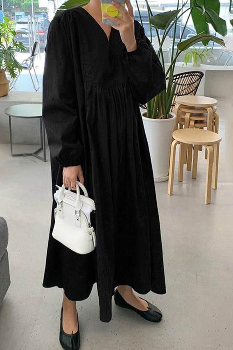 Midi Dress Womens - Smocked Waist Balloon Sleeves Joretta - Heston Manor