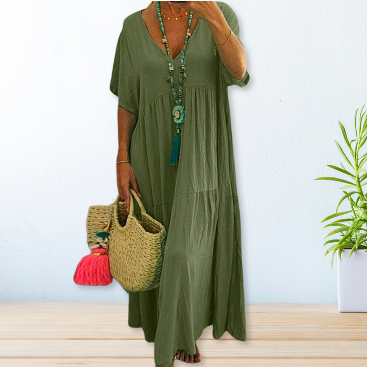 Elegant Draped Dress Womens - Breathable Graceful Design Clovaria - Heston Manor