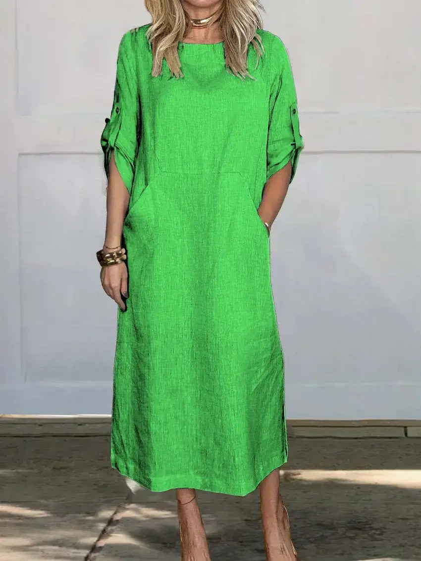 A-Line Draped Dress Womens - Evening Breathable Comfort Poppy - Heston Manor