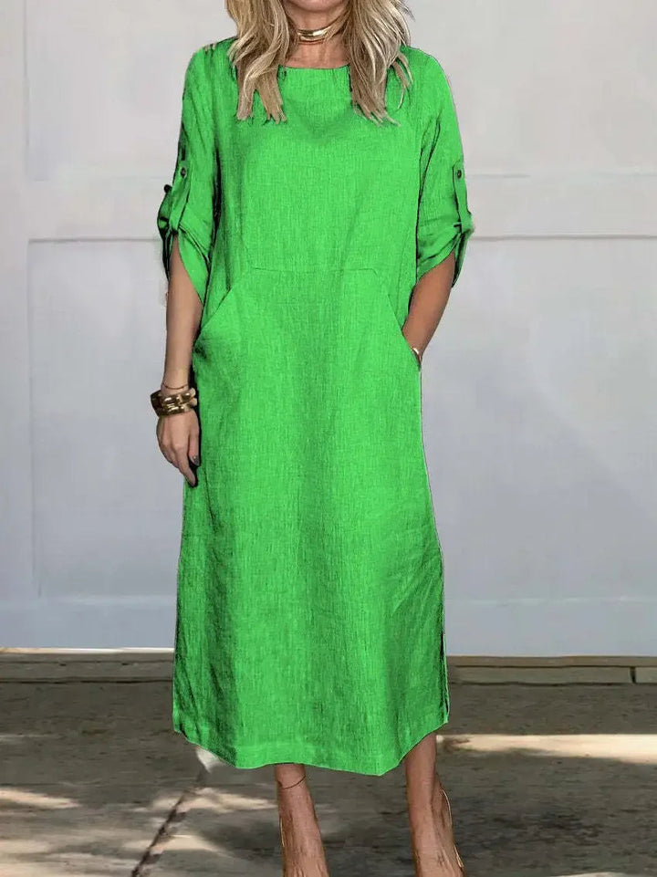 A-Line Draped Dress Womens - Evening Breathable Comfort Poppy - Heston Manor
