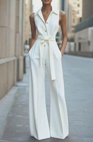 Wide-Leg Jumpsuit Womens - Sleeveless Formal Attire Blancara - Heston Manor