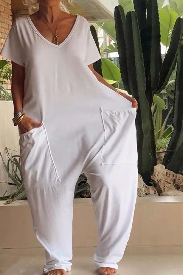 V-Neck Jumpsuit Womens - Casual Relaxed Fit One-Piece Alireo - Heston Manor