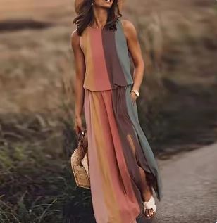Sleeveless Maxi Dress Womens - Elastic Waist Boho Summer Wear Mayala - Heston Manor