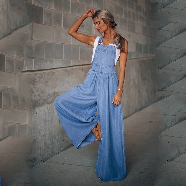 Denim Jumpsuit Womens - Wide-Leg Casual Overalls Arilo - Heston Manor